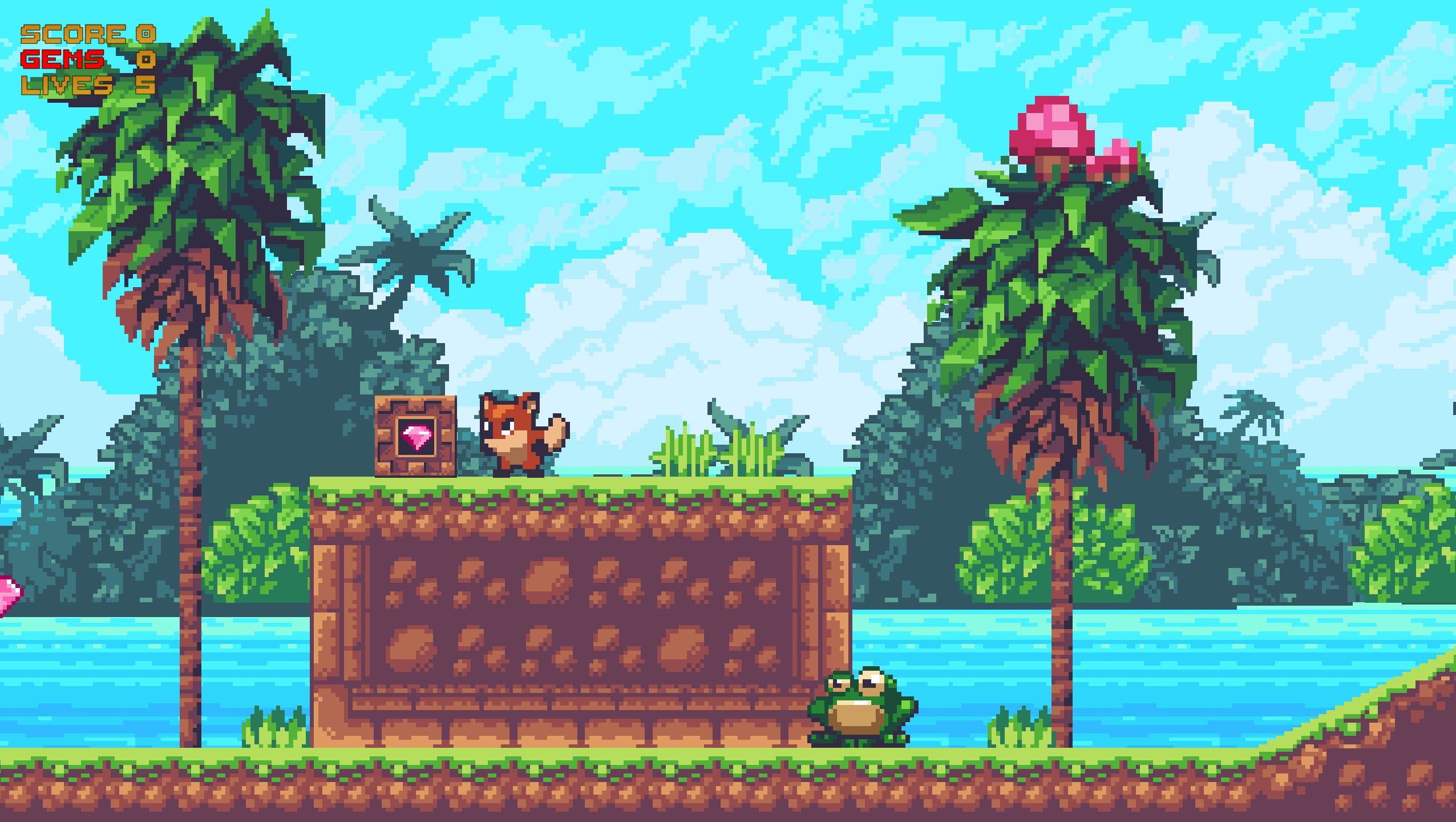 fox character next to gem powerup