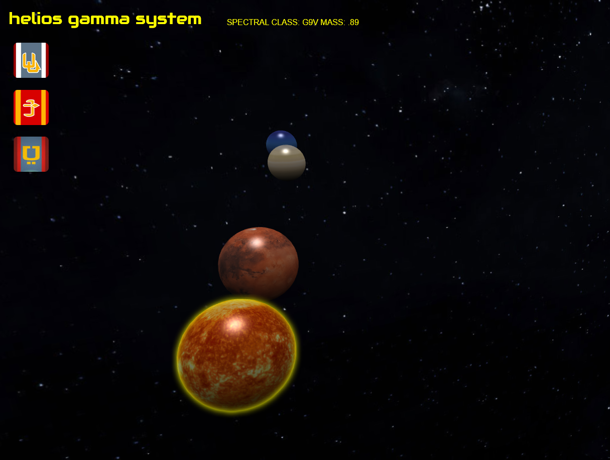 3d space scene with 4 fictional planets